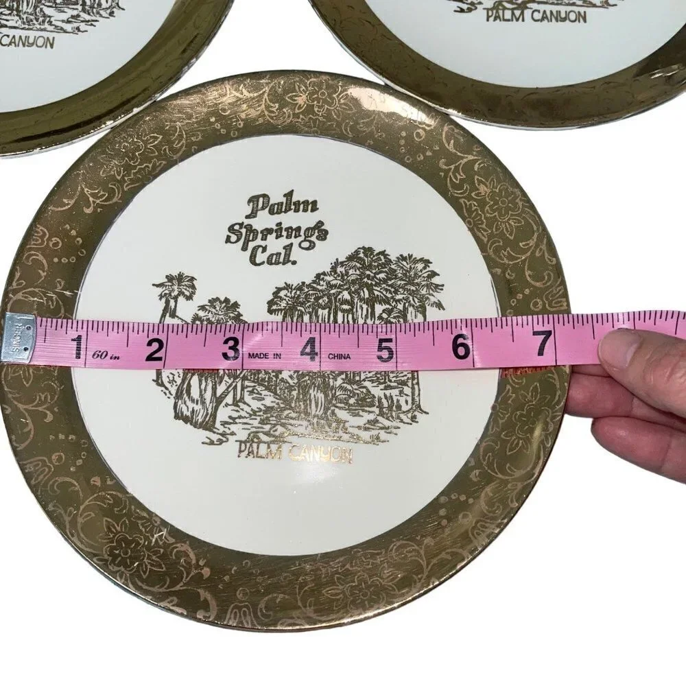 Palm Springs California Plates Vintage Porcelain Mid Century Modern Set of Five